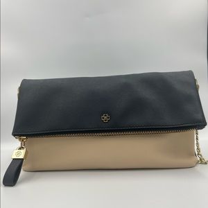 Ann Taylor: Navy Blue/Cream/Gold crossbody